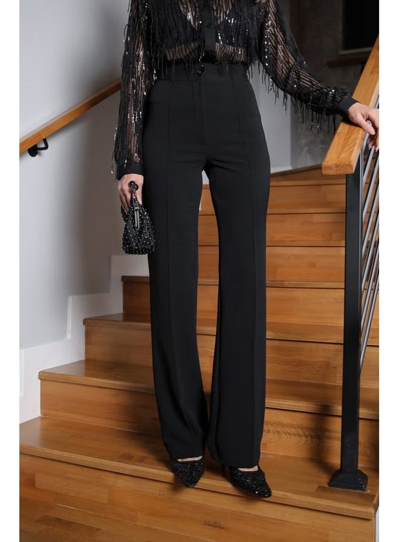 Havos Black Piping Palazzo Trousers - Image 2
